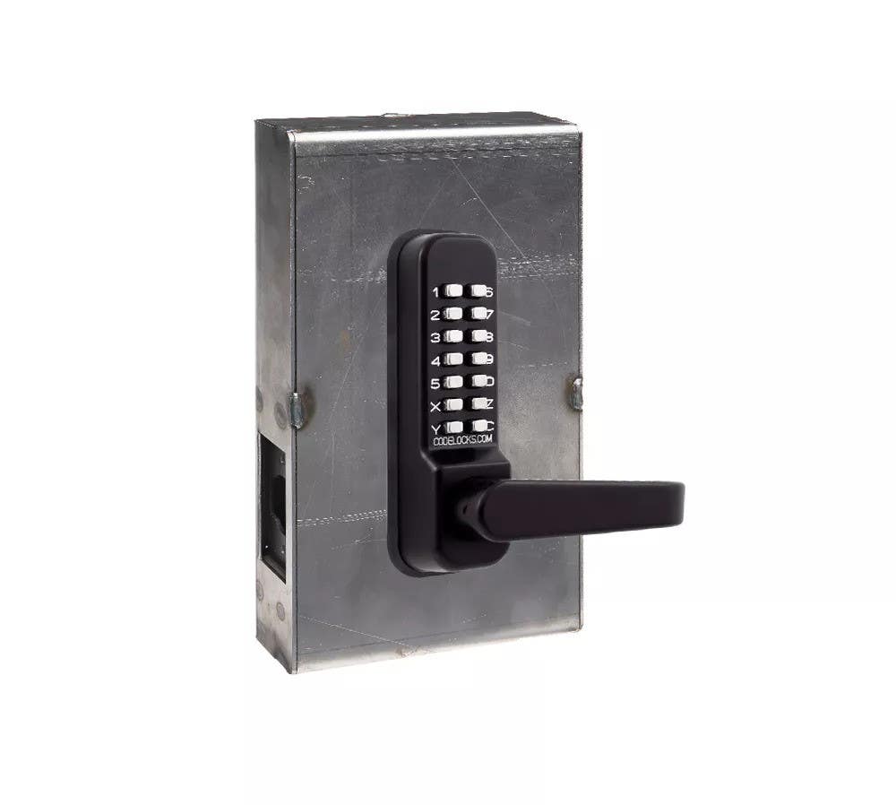 Codelocks 90473 CL410 Tubular Mechanical Latchbolt Lock, Black Marine Grade, Aluminum Gate Box Kit, Solid Black