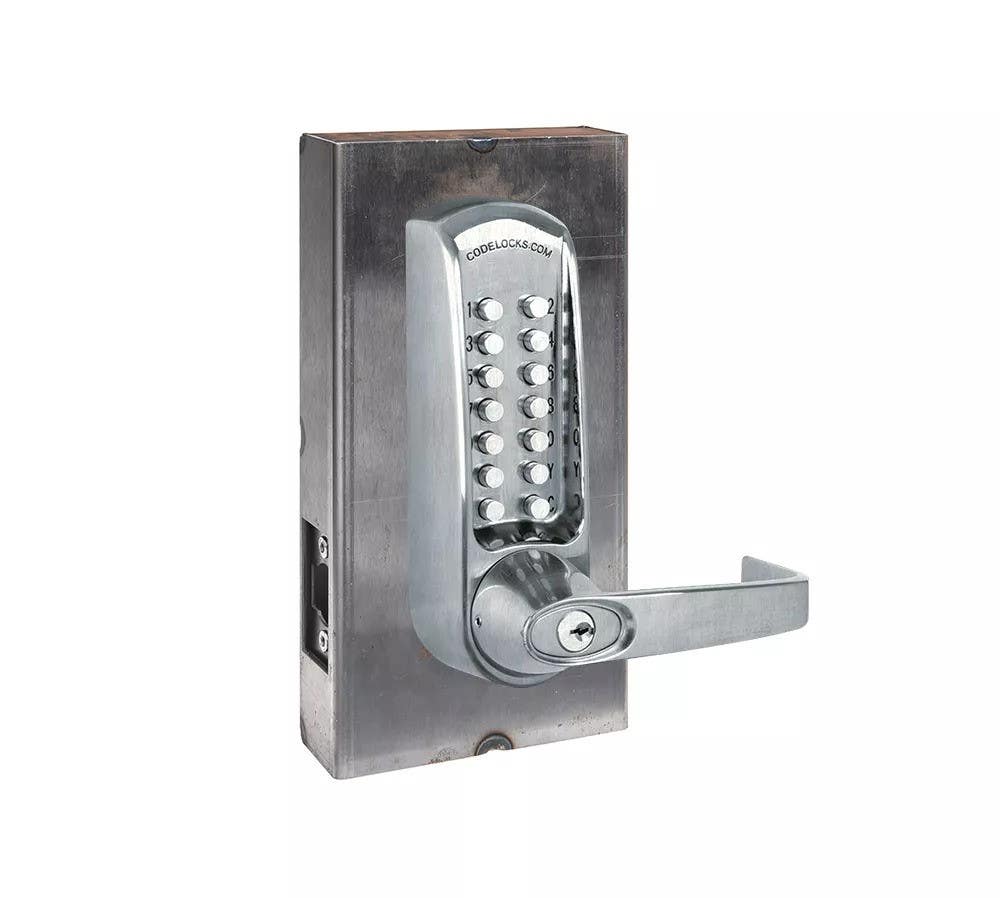 Codelocks 98829 CL610 Heavy Duty Tubular Latchbolt Lock, Back/Back, Aluminum Gate Box Kit, Brushed Steel