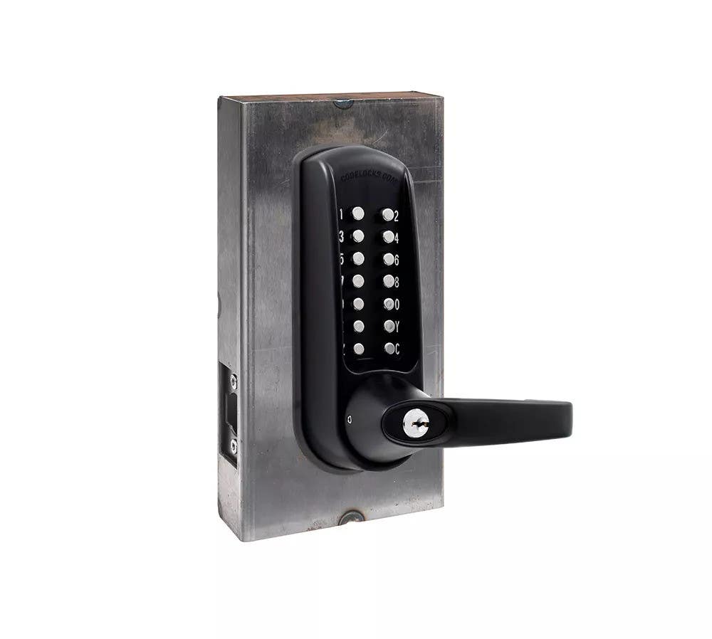 Codelocks 92079 CL615 Heavy Duty Tubular Lock w/ Code Free Access, Black Marine Grade, Back/Back, Gate Box Kit, Solid Black