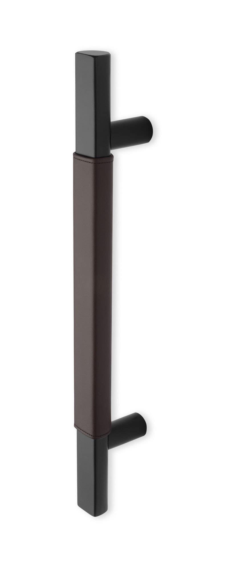 Rockwood RM6141 AccenTek, Straight Door Pull w/ Leather Grip, D-Tube, Flat Grip, Flat Ends