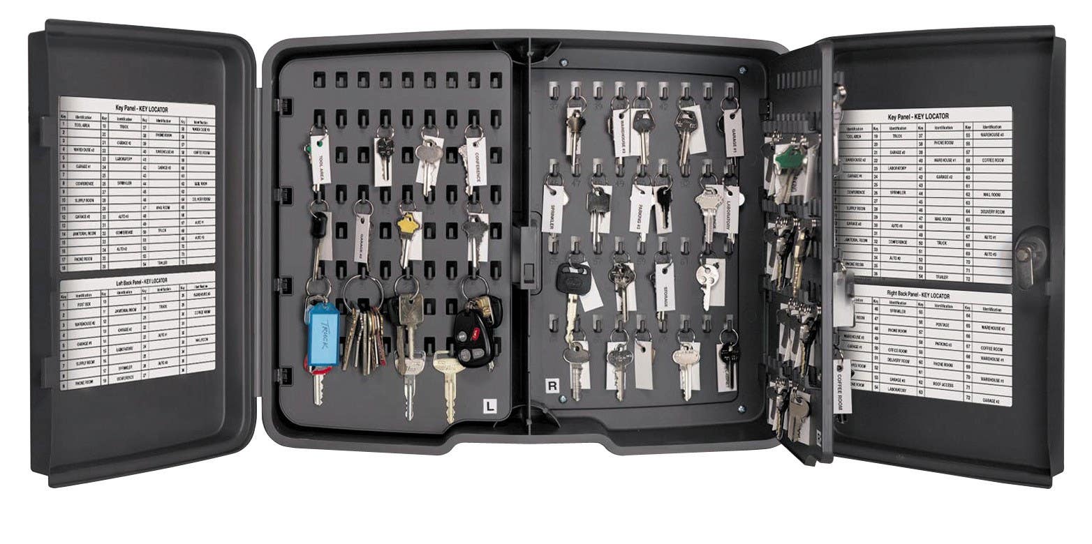 Lucky Line 61800 Locking Key Cabinet, 216 HOOKS  GRAY