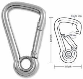 A553 A554 A555 Tough Links Stainless Carabiner Snaps, with Eyelet