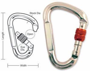 A584 Tough Links Locking Spring Carabiner Snaps, Screw Lock