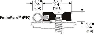 Pemko 1842 Threshold Stop Strip, 3/4" W x 1/4" H