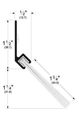 Pemko 45175 Nylon Brush Gasket w/ 45 Degree Aluminum Retainer & 1 3/4" Brush