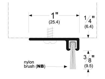 Pemko 90041 Brush Gasket w/ 90 Degree Aluminum Retainer & 3/8" Brush, Nylon Brush Insert