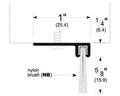 Pemko 90062 Nylon Brush Gasket w/ 90 Degree Aluminum Retainer & 5/8" Brush
