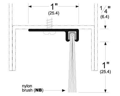 Pemko 90100_NB Nylon Brush Gasket w/ 90 Degree Aluminum Retainer & 1" Brush