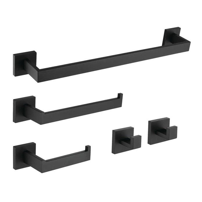Kingston Brass BAHK6024778MB 5-Piece 18-Inch Towel Bar Bathroom Accessory Set, Matte Black