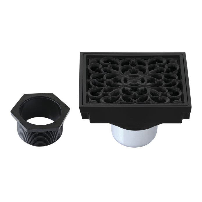 Kingston Brass BSF9771MB 4-Inch Square Grid Shower Drain with Hair Catcher, Matte Black