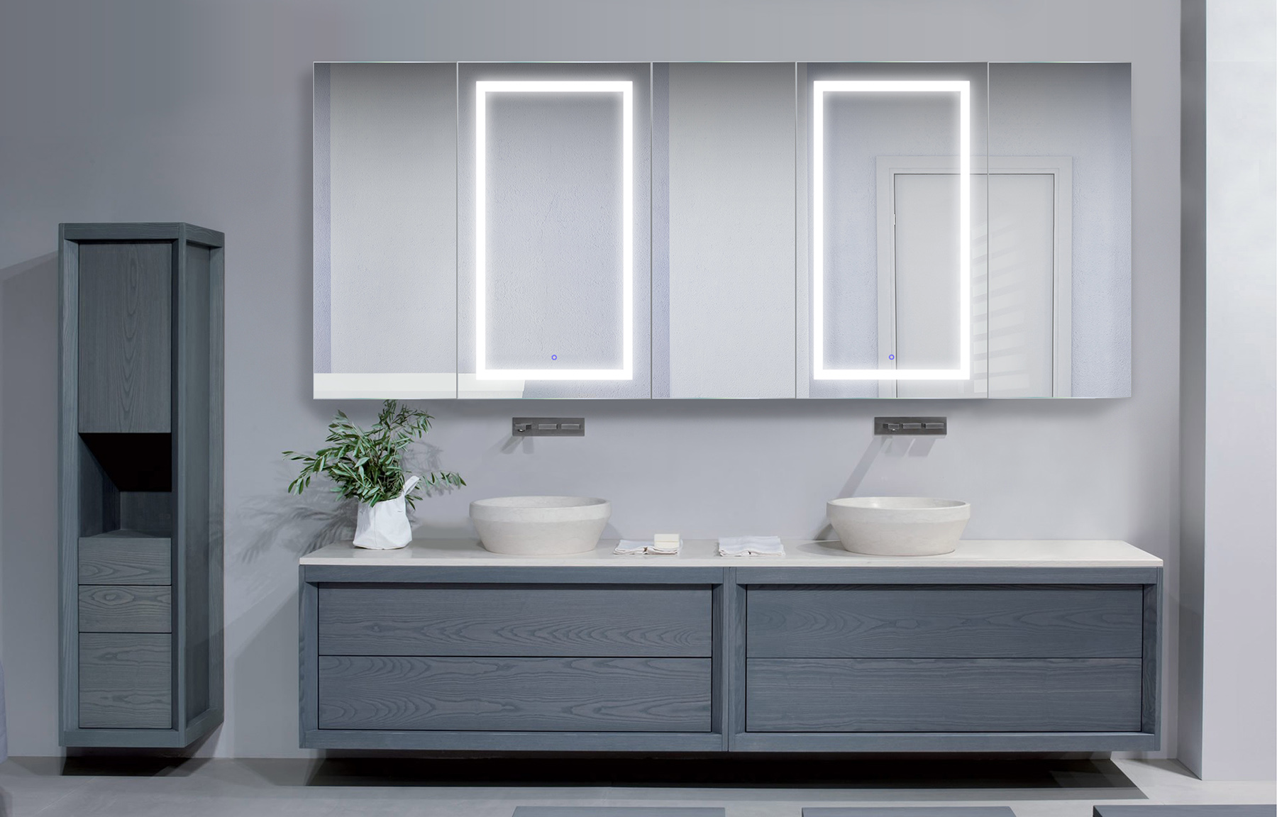 Krugg SVANGE10242DLLRRR 102″ X 42″ LED Medicine Cabinet w/Dimmer & Defogger
