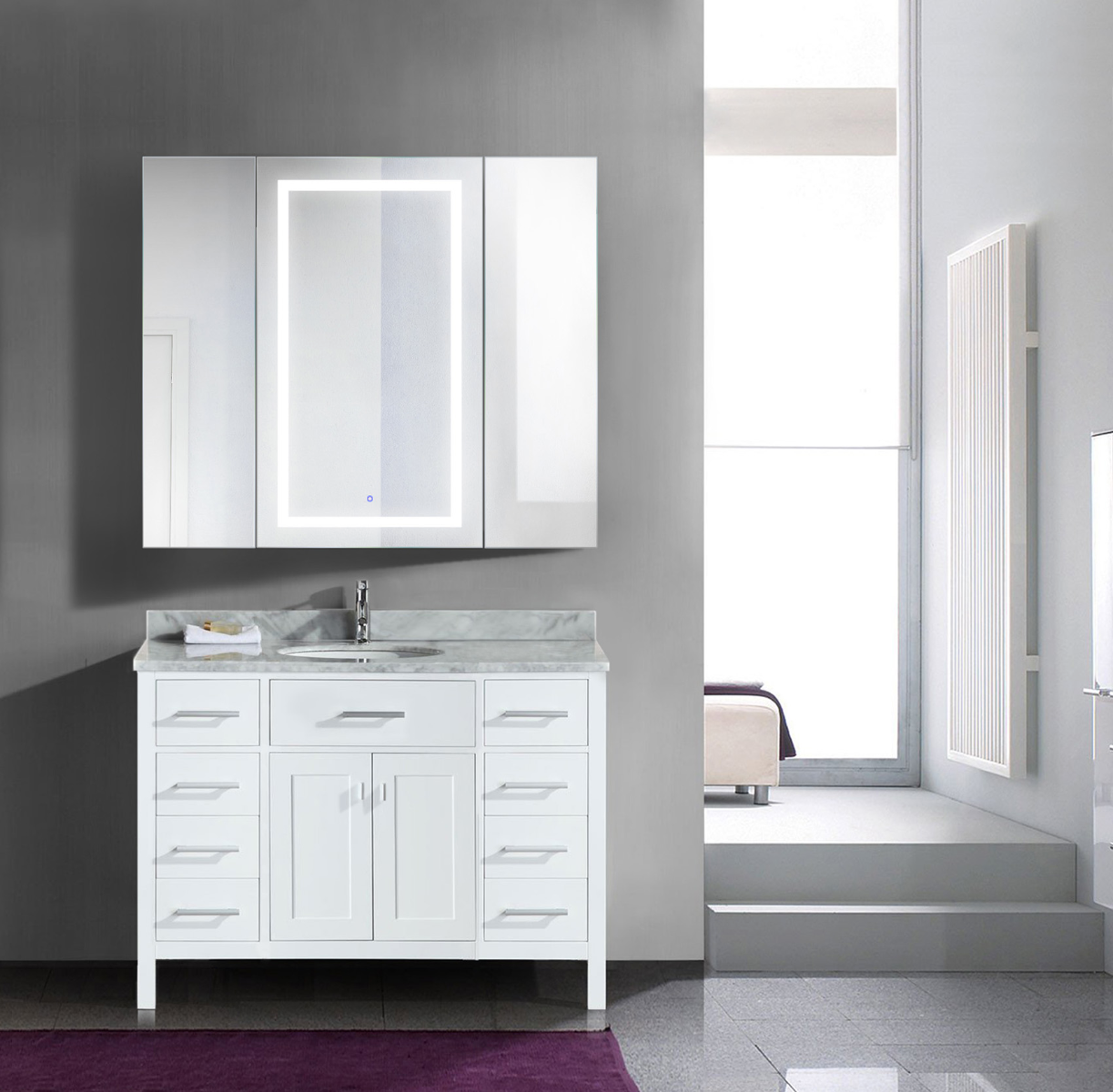 Krugg SVANGE4842L 48″ X 42″ LED Medicine Cabinet w/Dimmer & Defogger