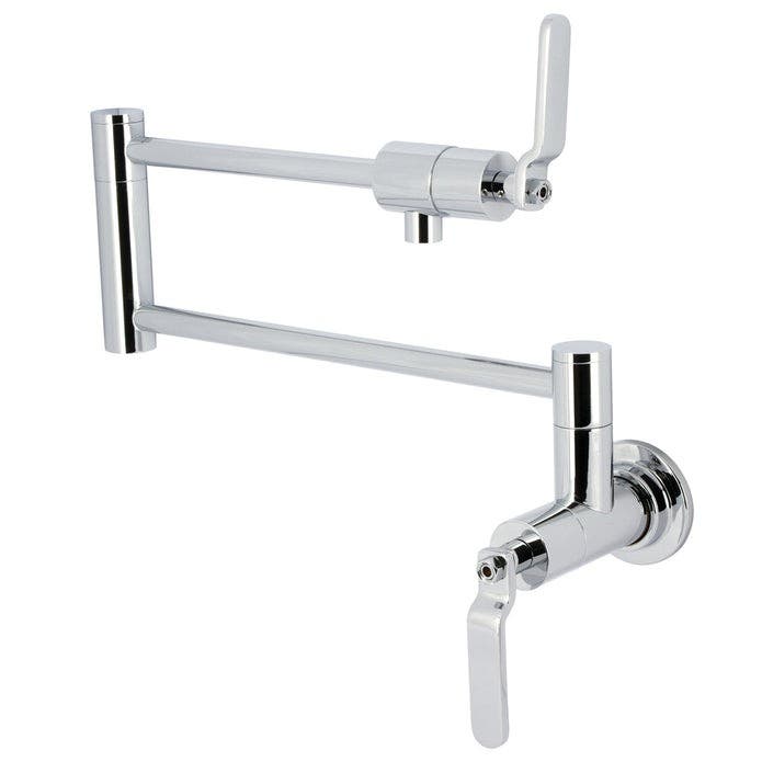 Kingston Brass KS4101KL Two-Handle Wall Mount Pot Filler, Polished Chrome