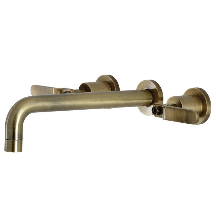 Kingston Brass KS8023KL Two-Handle 3-Hole Wall Mount Roman Tub Faucet, Antique Brass