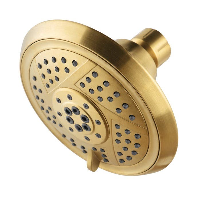 Kingston Brass KX1557 5-Inch Round 5-Function ABS Shower Head, Brushed Brass