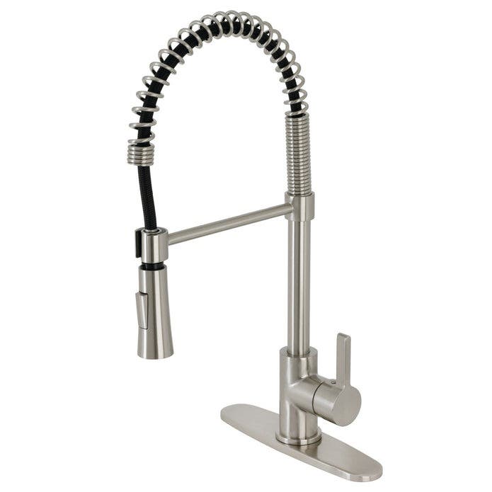 Kingston Brass LS8678CTL Single-Handle 1-Hole Deck Mount Pre-Rinse Kitchen Faucet, Brushed Nickel
