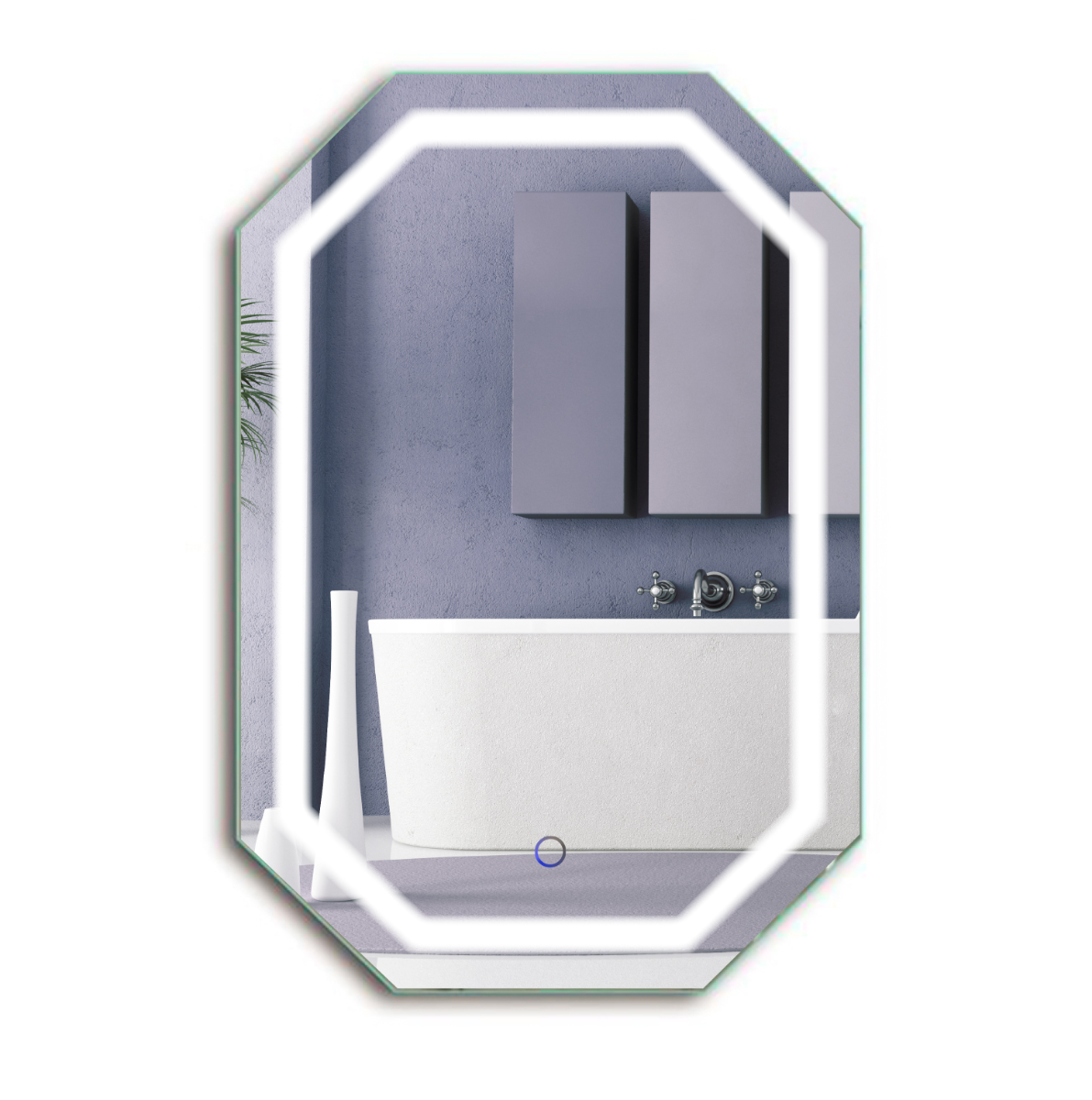 Krugg TUDOR2030 20″x 30″ LED Bathroom Mirror w/ Dimmer & Defogger | Octagon Lighted Vanity Mirror